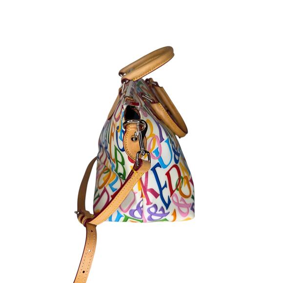 Dooney & Bourke Retro Grafica Shoulder Bag Colorful Satchel Vachetta Crossbody - Picture 5 of 12